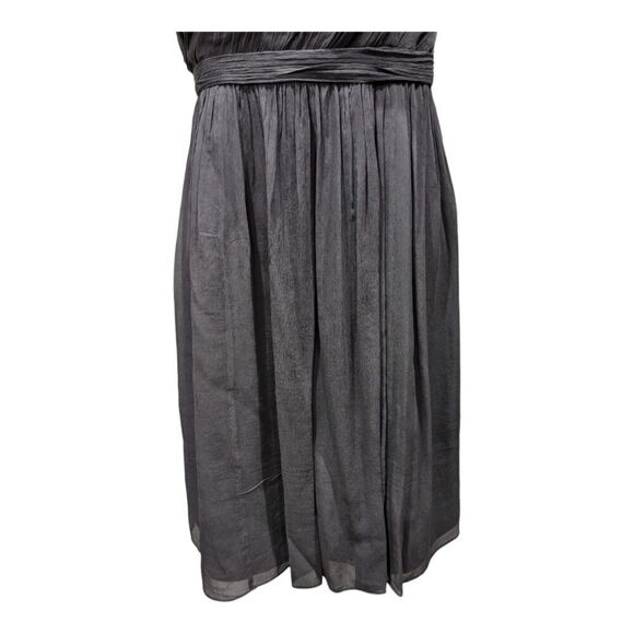 J. Crew Kylie Gray 100% Silk Chiffon One Shoulder Drape Cocktail Bridal Dress, 8 - Picture 5 of 13